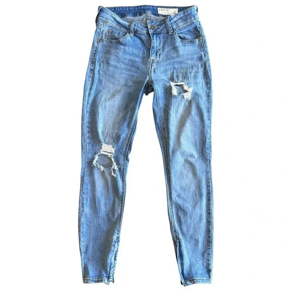 Pistola Ripped Knee Distressed Ankle Zipper Mid Rise Skinny Jeans Stretch Y2K - Picture 2 of 10